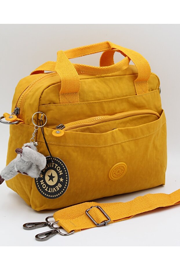 Women's Mustard Zippered Lined Adjustable Strap Multi-Compartment Bag 4200