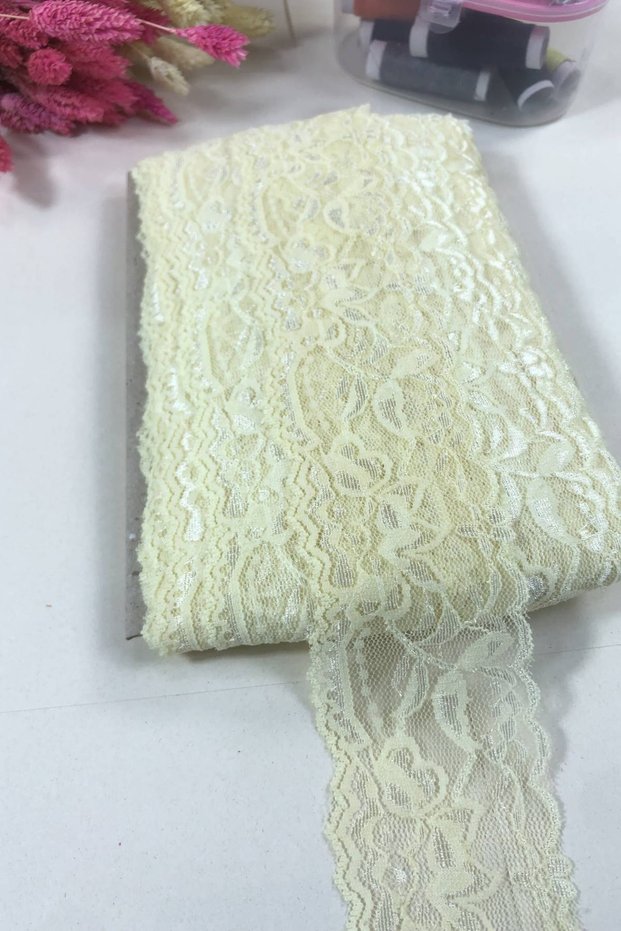 Cream Lycra Lace Decoration Lace 5 Meters – Decorative Ribbon, Stylish Design, Women's Accessory – Decor