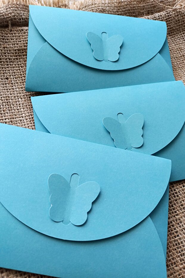 11X17 cm Turquoise Envelopes with Butterfly Buckle, 100 Pieces