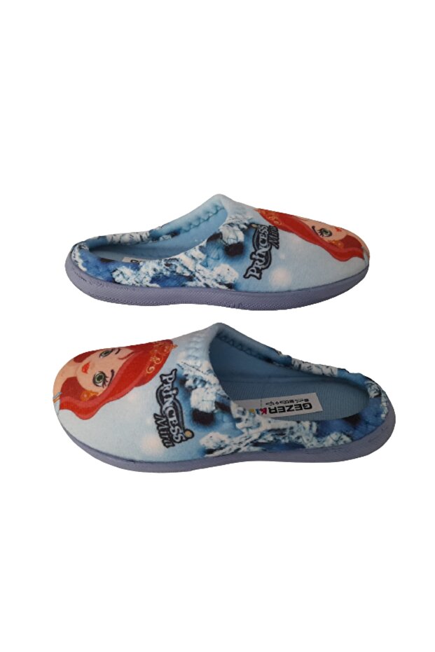 Unisex Blue Princess Figured Indoor Ultra Light Non-Slip Sole Girls' Slippers