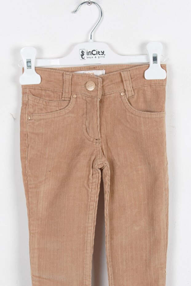 Kız Çocuk Camel Kadife Pantolon - 2