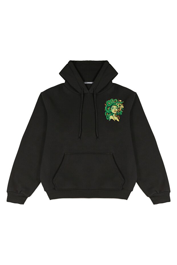 Unisex Medusa Printed Oversize Hooded Sweatshirt