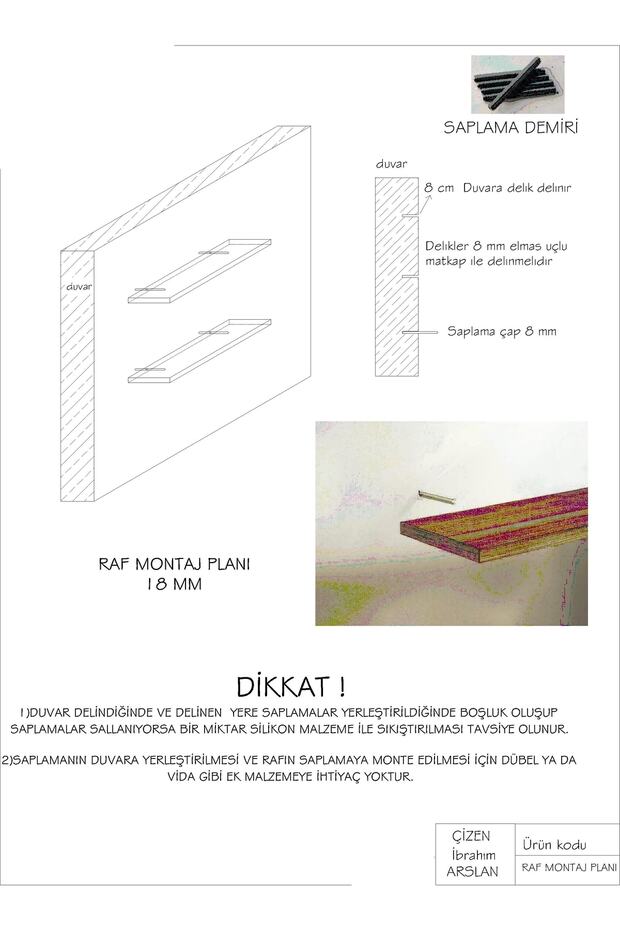 50 Cm Üçlü Duvar Raf Seti - 2