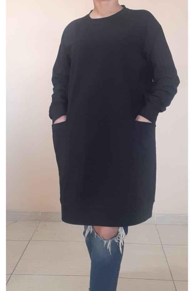 Black Knitted Seasonal Tunic Sweatshirt