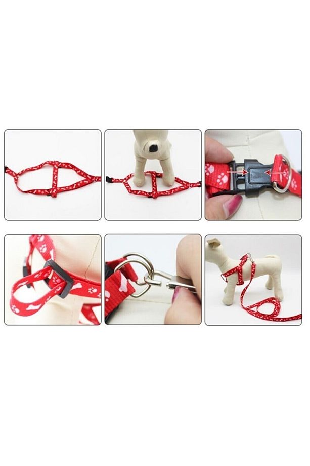 Köpek Göğüs Tasması Gezdirme Ipi Boyun Tasmsı Small Kırmızı Küçük Irklar Için 25-40 Cm - 6