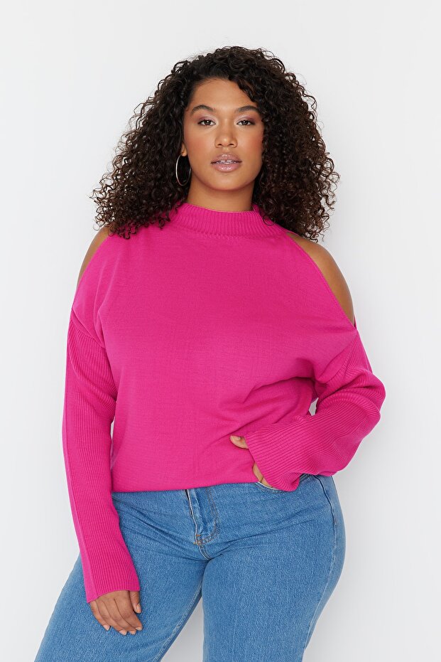 Pembe Cut Out Detaylı Triko Kazak TBBAW23AN00025 - 2