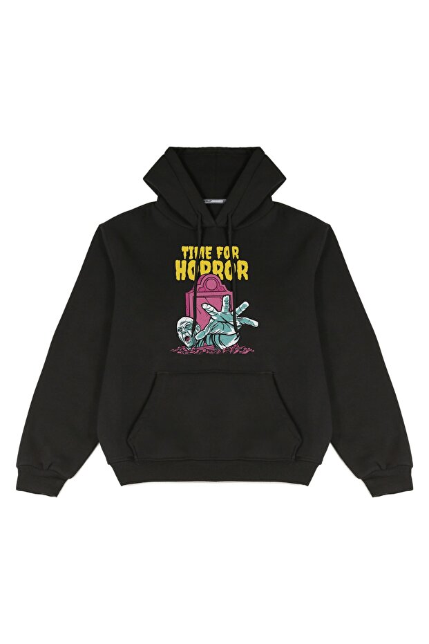 Printed Oversize Hooded Sweatshirt