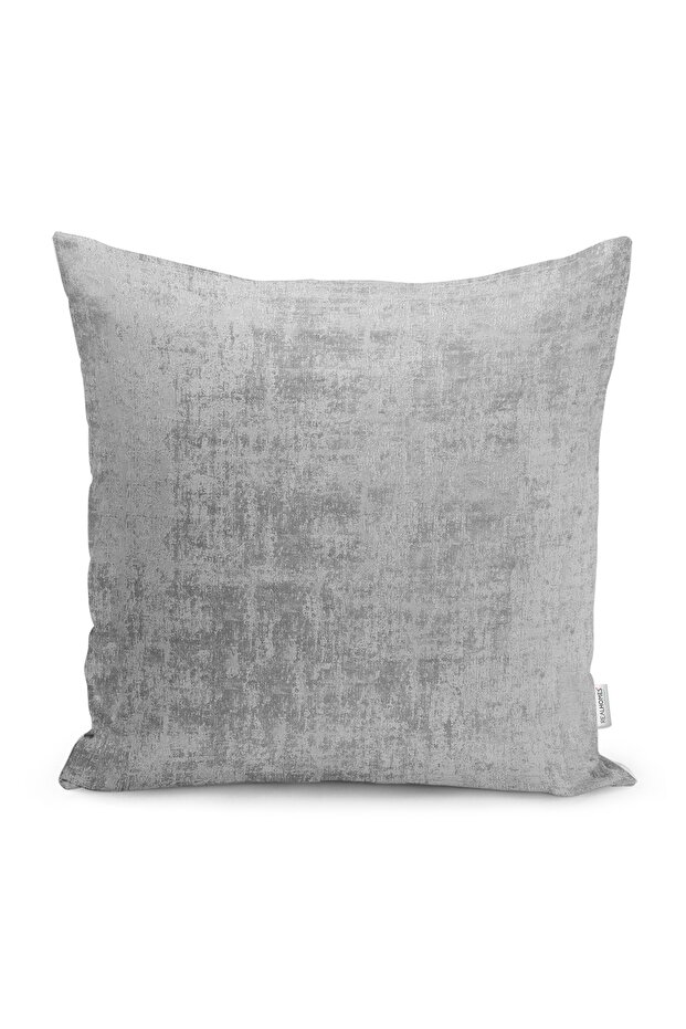 Antique Patterned Digital Printed Pillow and Throw Pillow Cover with Woven Motifs on Gray Background