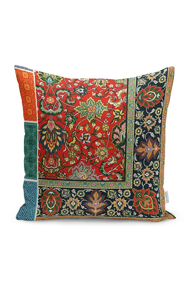 Antique Themed Ethnic Motif Rug Patterned Digital Printed Pillow Cushion Cover