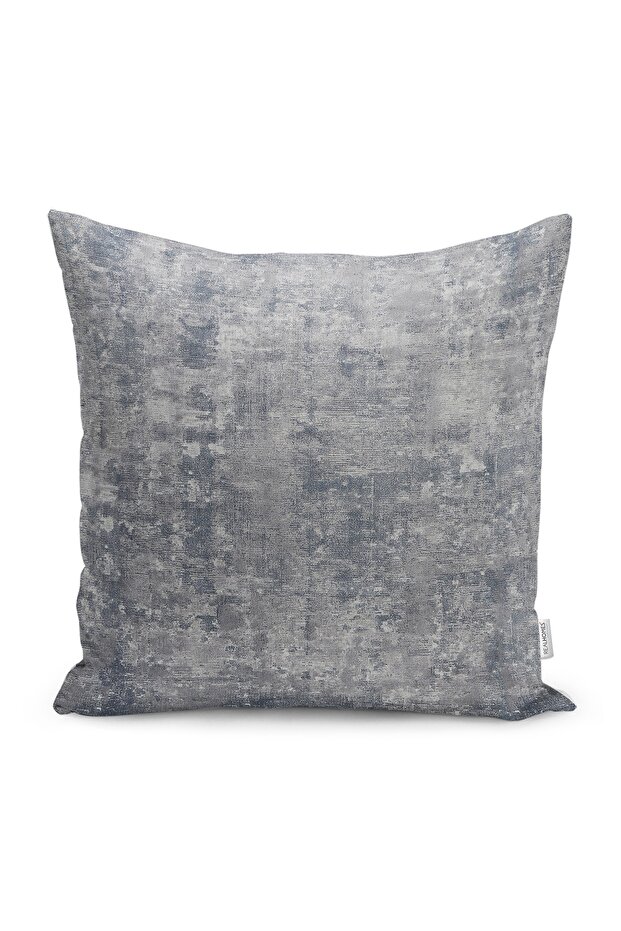 Gray - Anthracite Hand Woven Motif Antique Patterned Digital Printed Pillow Throw Pillow Cover on the Floor