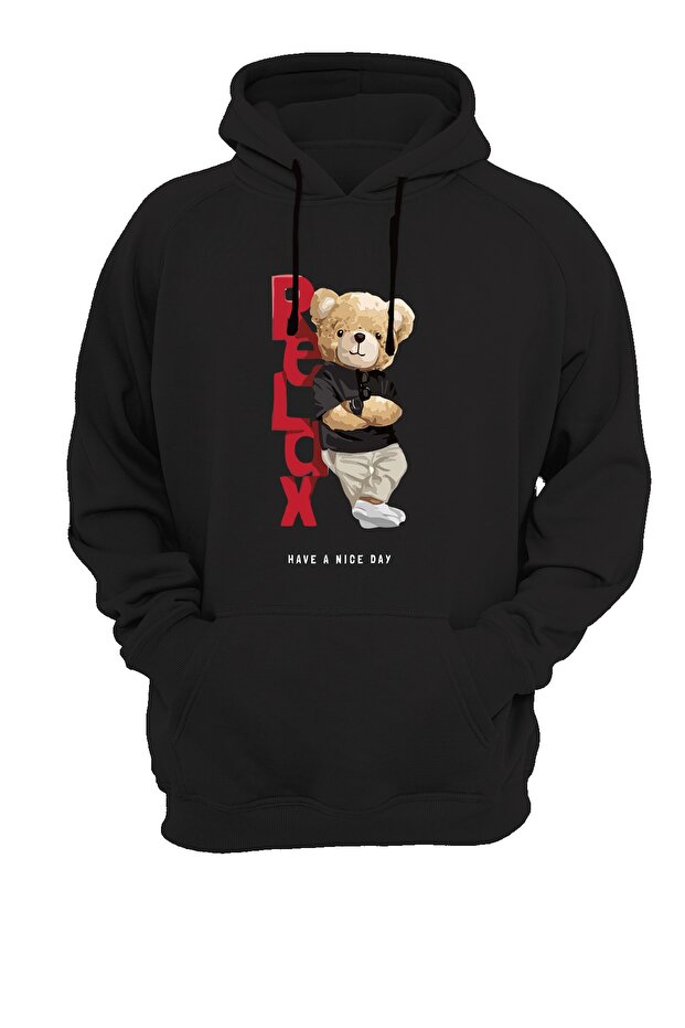 Relax Printed Black Sweatshirt