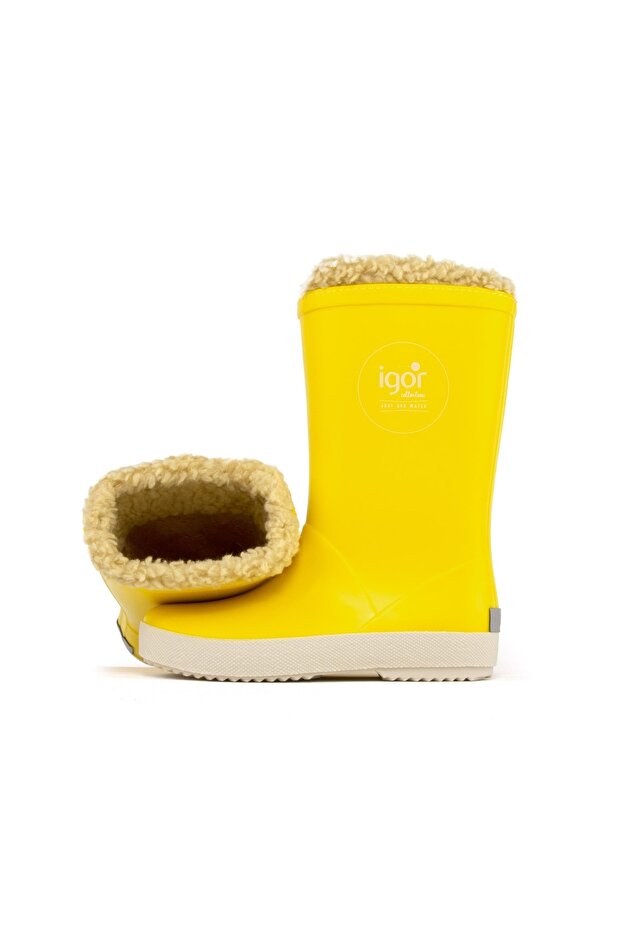 W10207 Splash Nautico Children's Furry Yellow Rain Boots