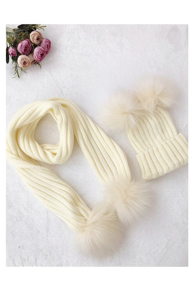 Pompom Scarf Beanie Set