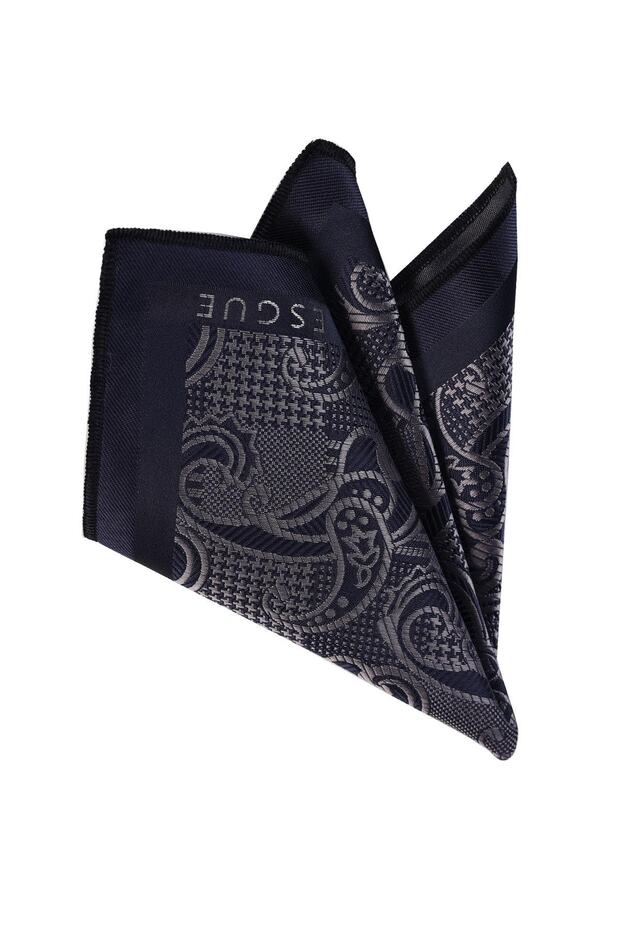 Navy Blue Patterned Handkerchief - 1