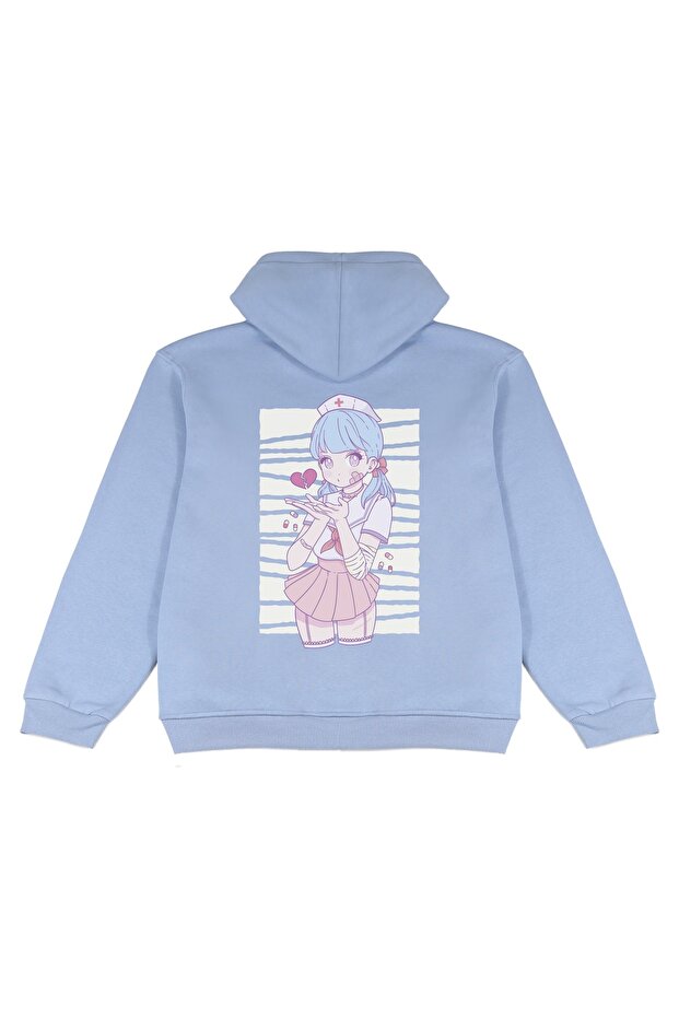 Unisex Nurse Anime Back Printed Oversize Hooded Sweatshirt