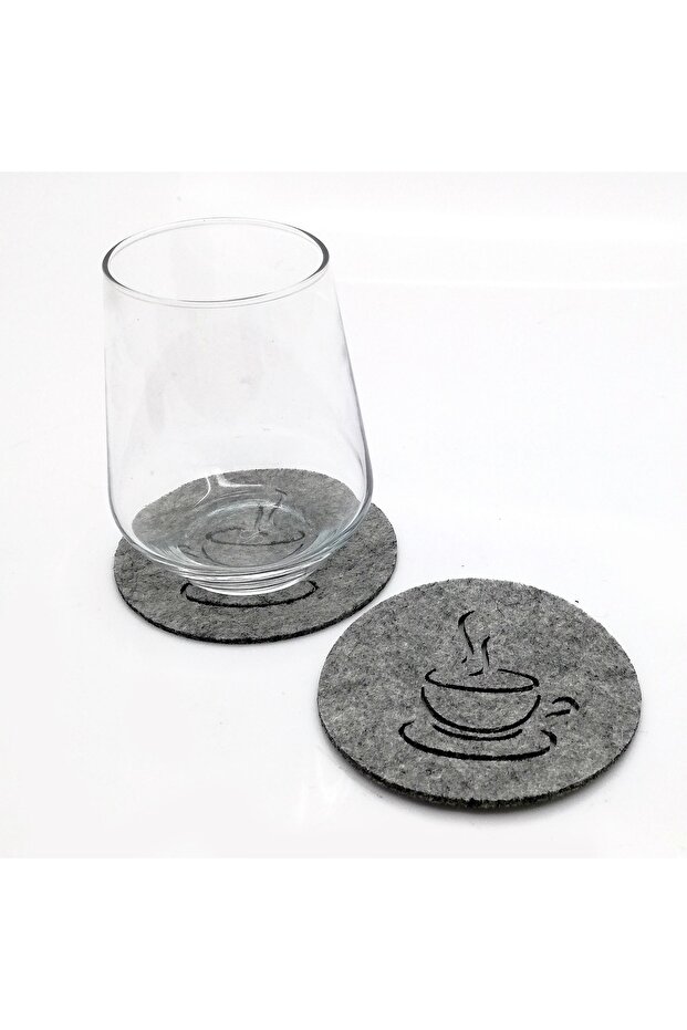 Felt Coaster Round 6 Pieces Gray 61119