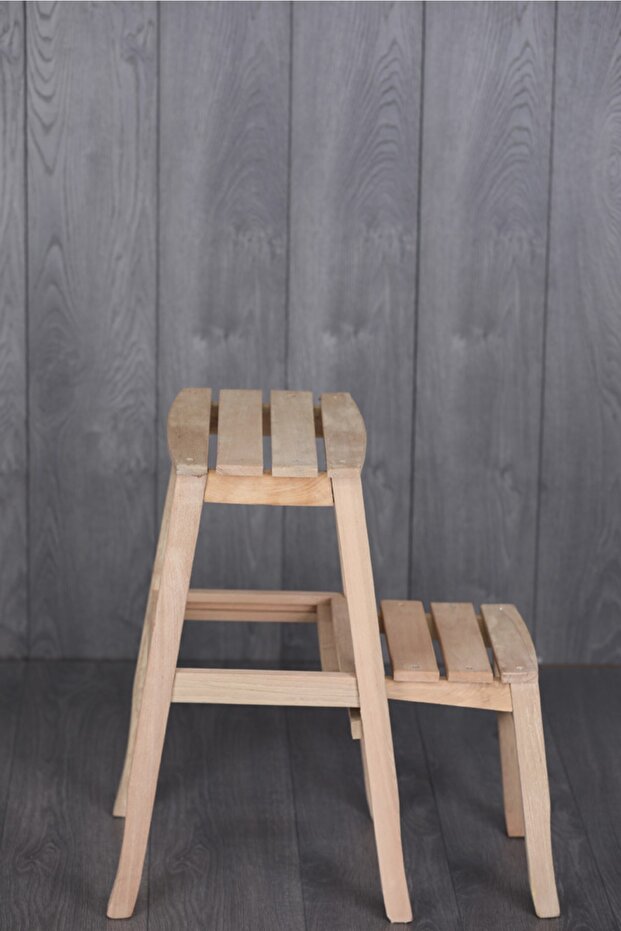 Ahşap Ham Merdiven Tabure - 1