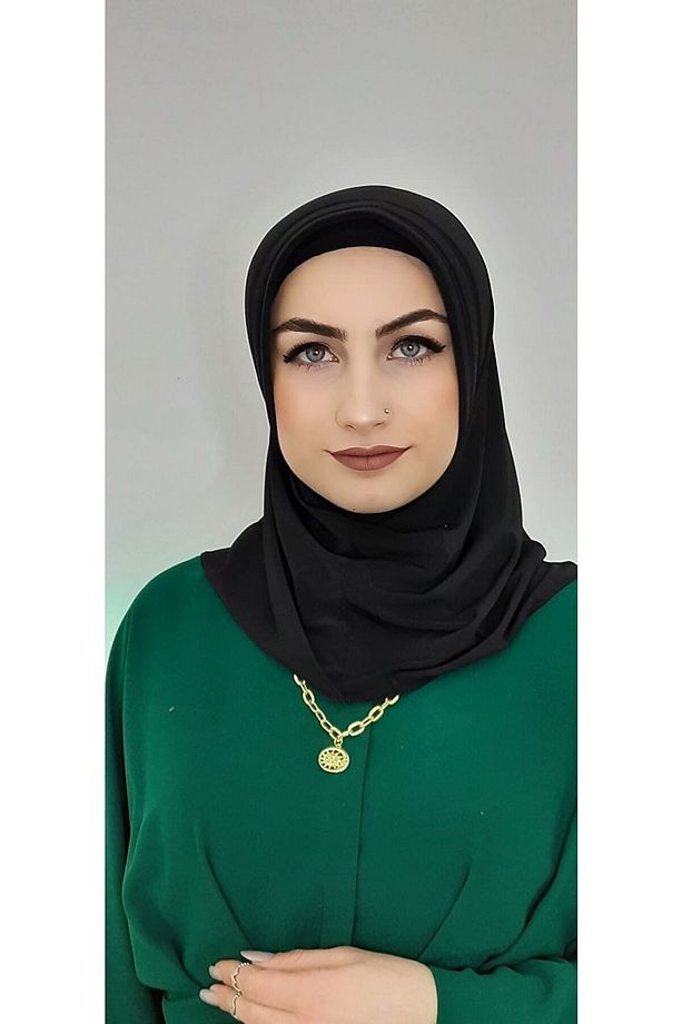 Takmatik Pratik Eşarp -hac-umre-günlük Kullanıma Uygun Iç Göstermez.siyah Renk - 3