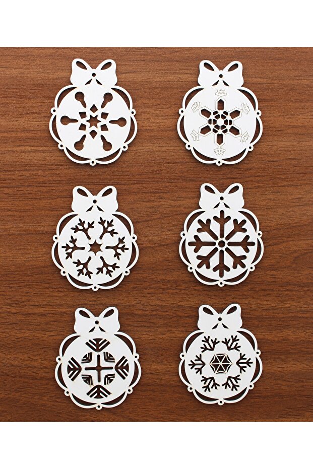 Can be painted! 8cm Mixed Wooden Snowflake in 6 Figures