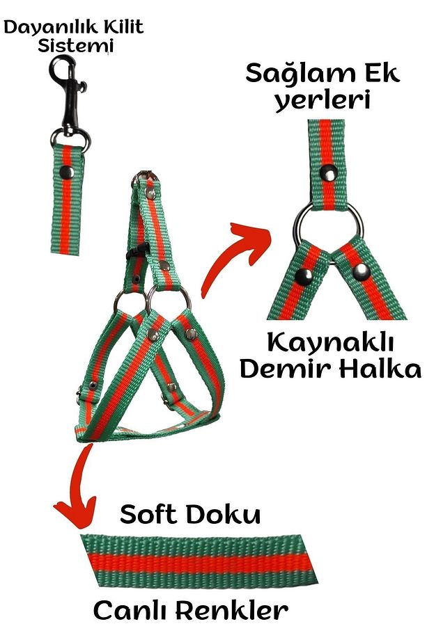 Köpek Göğüs Tasması Gezdirme Ipi Boyun Tasmsı Small Kırmızı Küçük Irklar Için 25-40 Cm - 5