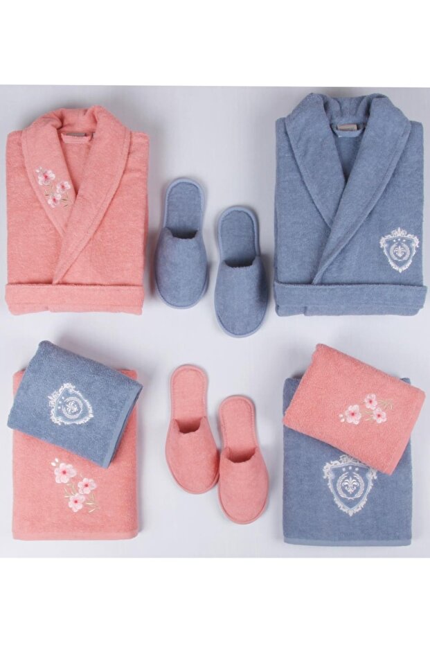 100% Cotton 8 Piece Towel & Bathrobe Family Dowry Set
