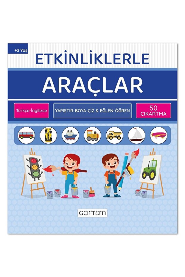 المركبات مع الأحداث - اللغة الإنجليزية التركية - 50 ملصقًا - كتاب أنشطة تعليمية مكون من 24 صفحة