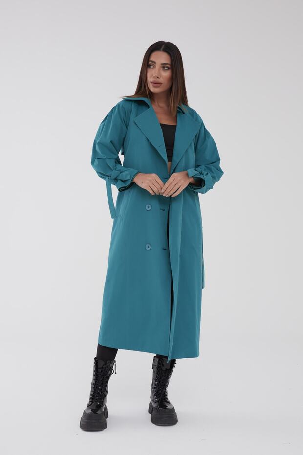 Pleated Trench Coat Oversize