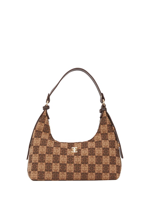 Brown Checkers Canvas Women's Shoulder Bag 05Po22K1596