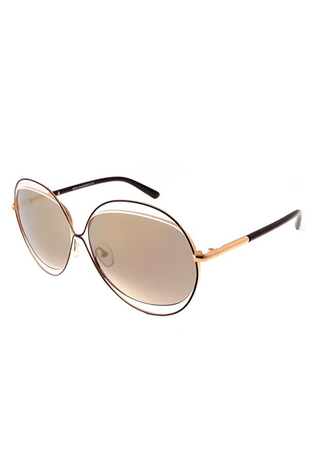 Women's Sunglasses Oval Design Gold Frame Mirrored Glass