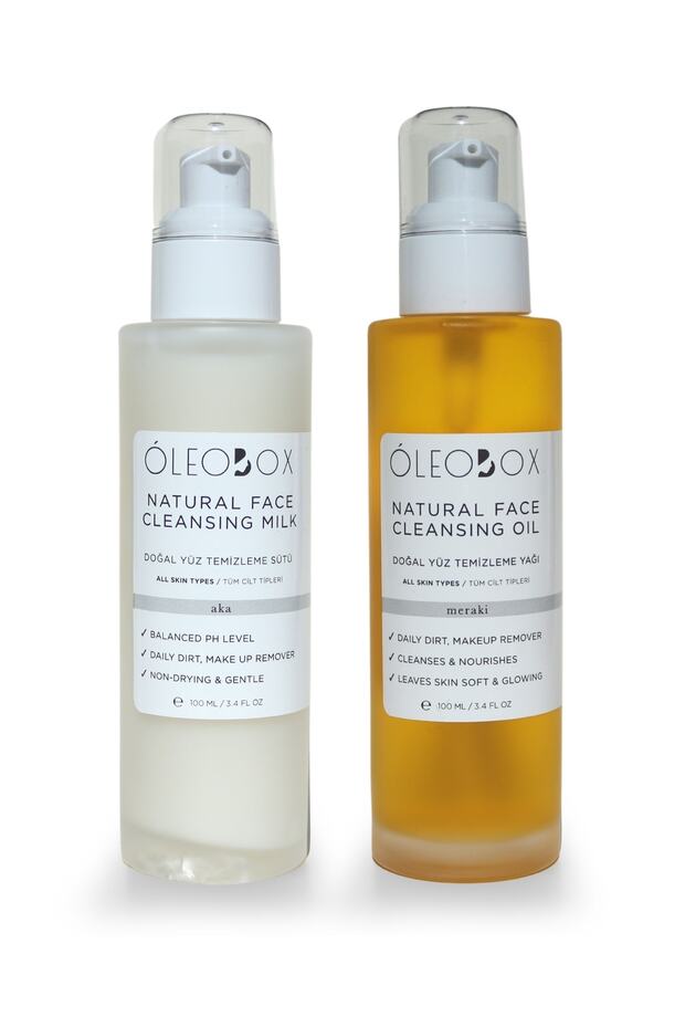 Doğal Yüz Temizleme Yağı ve Sütü Seti – Cildi Güneş Kremi, Makyaj & Günlük Kirden Arındırır  - 100ML - 1