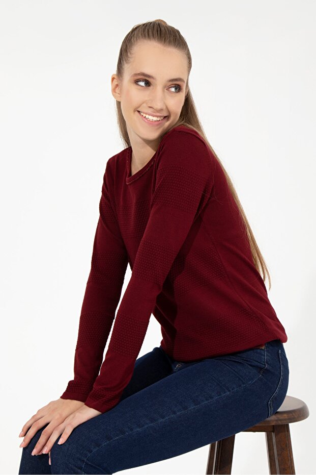 Crew Neck Red Women's Sweater Card