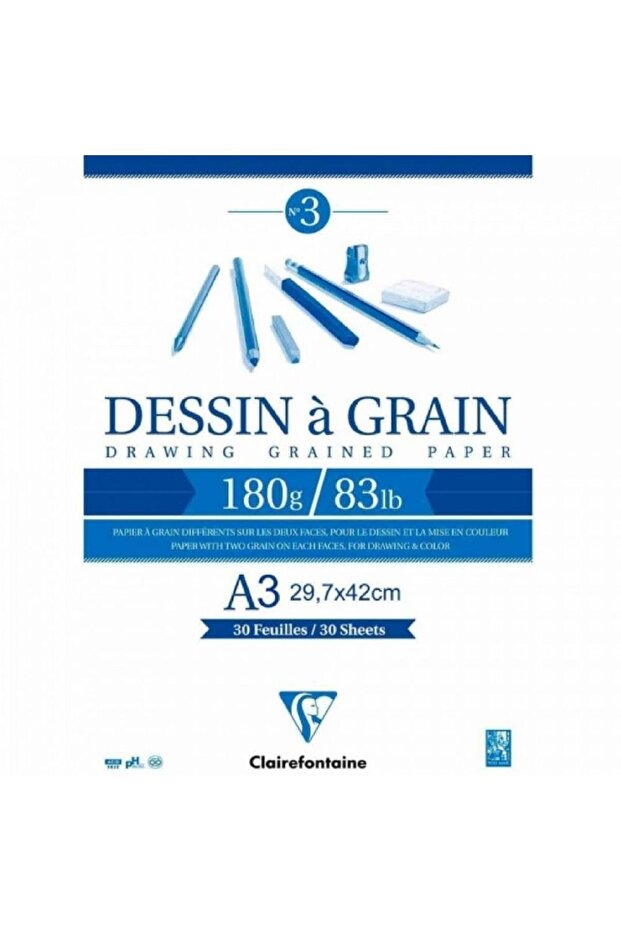 Dessin A Grain 180gr Natural White Multi-Purpose Drawing Block 30 Sheets A3 (29.7x42cm)