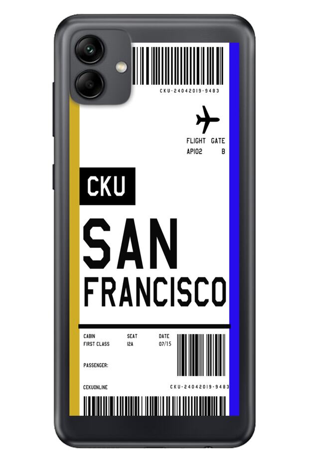 Case for Samsung Galaxy A04 Silicone Moderna Patterned San Francisco Airplane Ticket