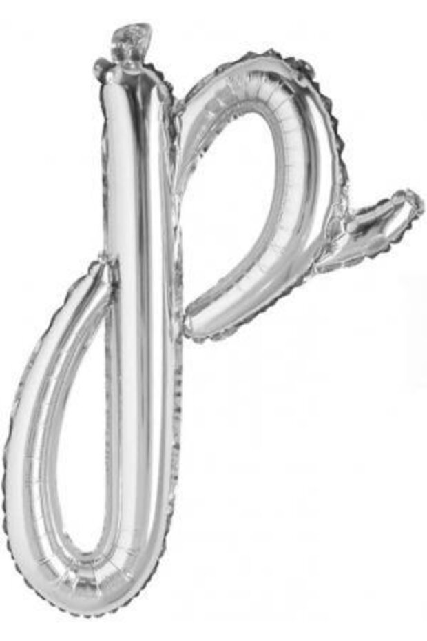P Letter Silver Handwritten Foil Balloon 18 Inc 45 cm