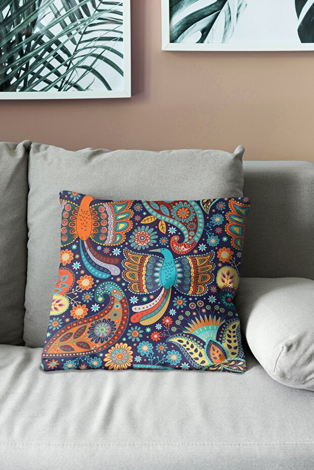 غطاء وسادة من جلد الغزال مطبوع على الوجهين بنمط فينيكس - 3