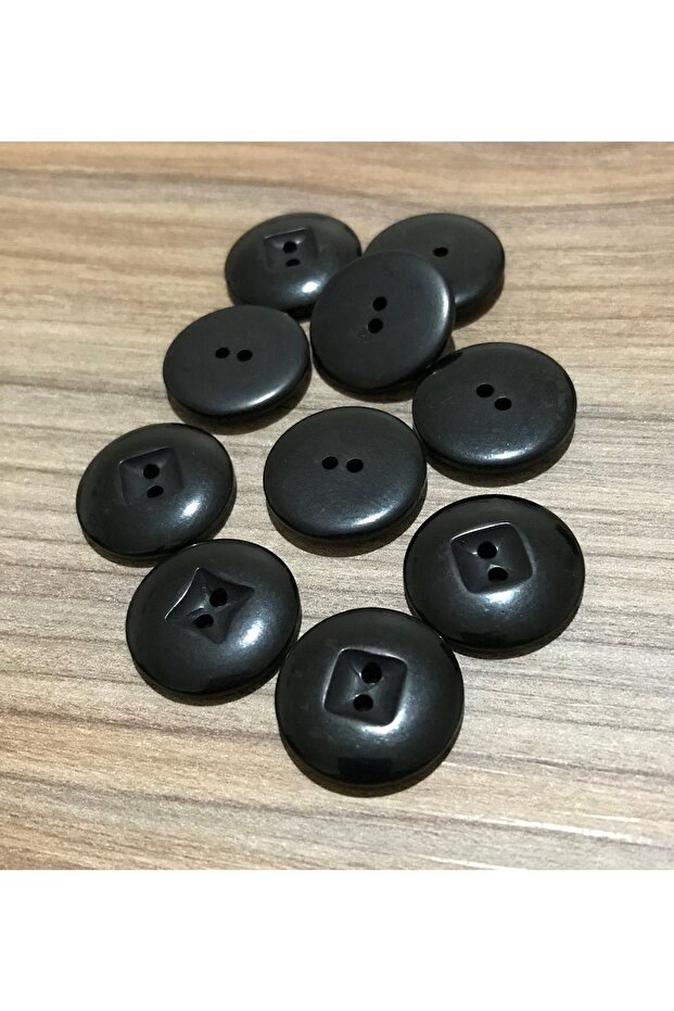 Square Hollow Button. 2 cm. Pack of 10 Colour: Black.