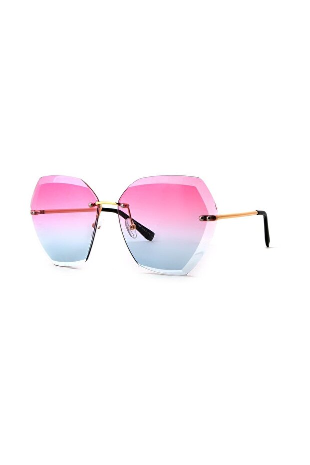 Women's Sunglasses Geometric Design Gold Frame Gradient Glass