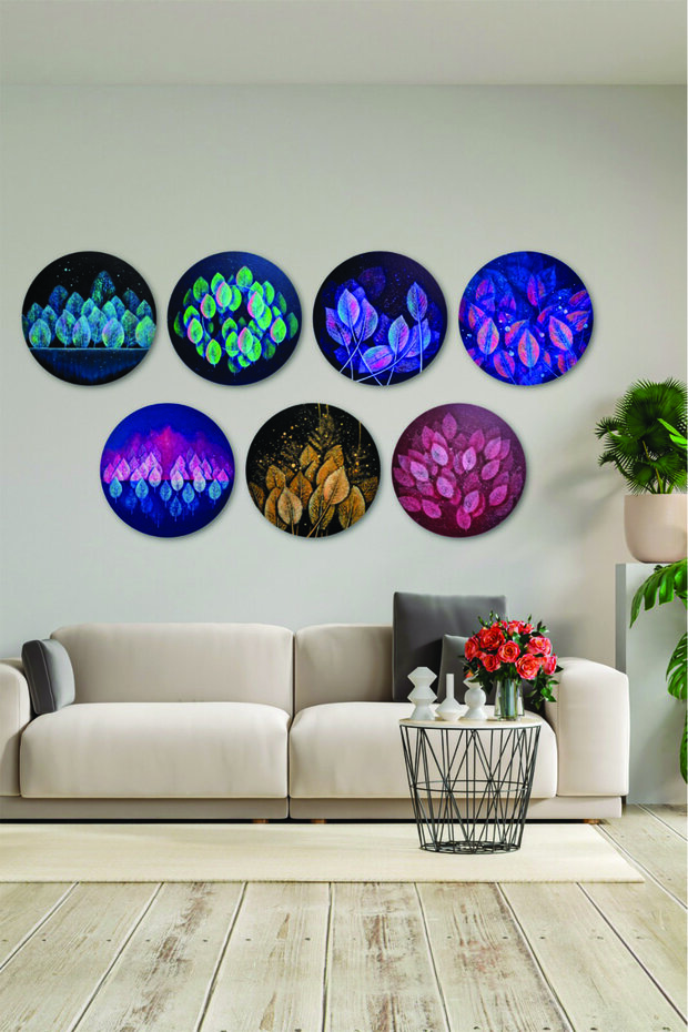 Yaprak Tablo Modeli, 7'li Mdf Set, Ev, Oturma Odası, Yatak Odası, Salon, Ofis Duvar Dekoru - 4
