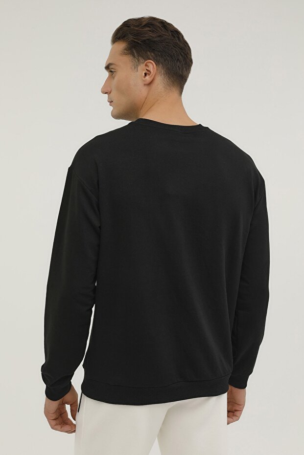 M-sn75 Basıc C Neck Sweat Siyah Erkek Sweatshirt - 2