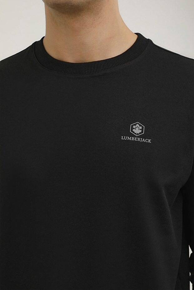 M-sn75 Basıc C Neck Sweat Siyah Erkek Sweatshirt - 4