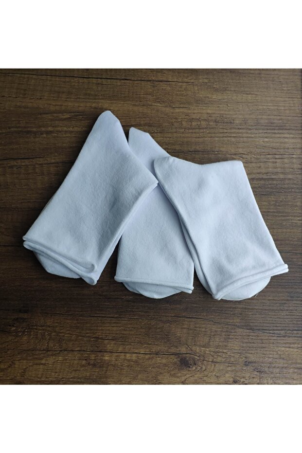 3 Pairs of Non-Rubber Socks Seamless Toe Cotton Premium Series White