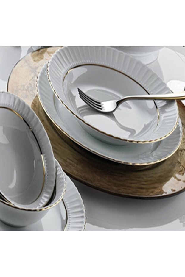 19 Cm Pit Food Plate 6 Pieces with Gold Mesh