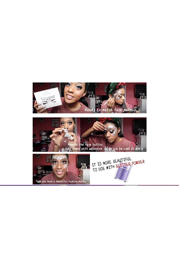 Gece Parlayan Yüz Taşı Fosfor Yüz Mücevheri Yüz Takısı Taş Yapışkanlı Parti Başlasın - 2