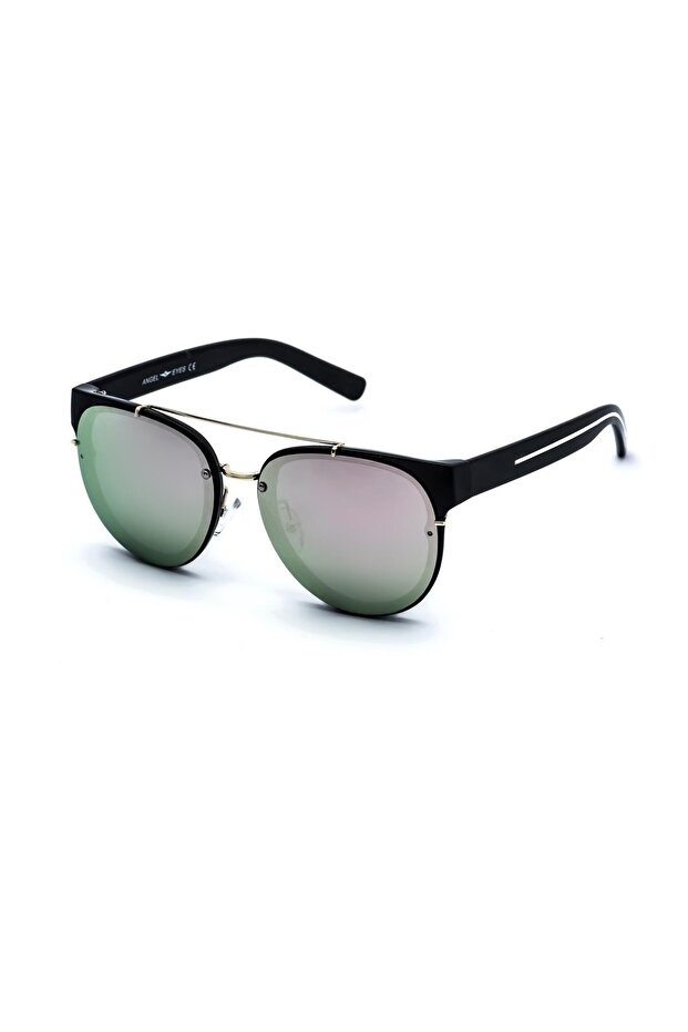 Women's Sunglasses Oval Design Black Frame Silver Mirrored Glass