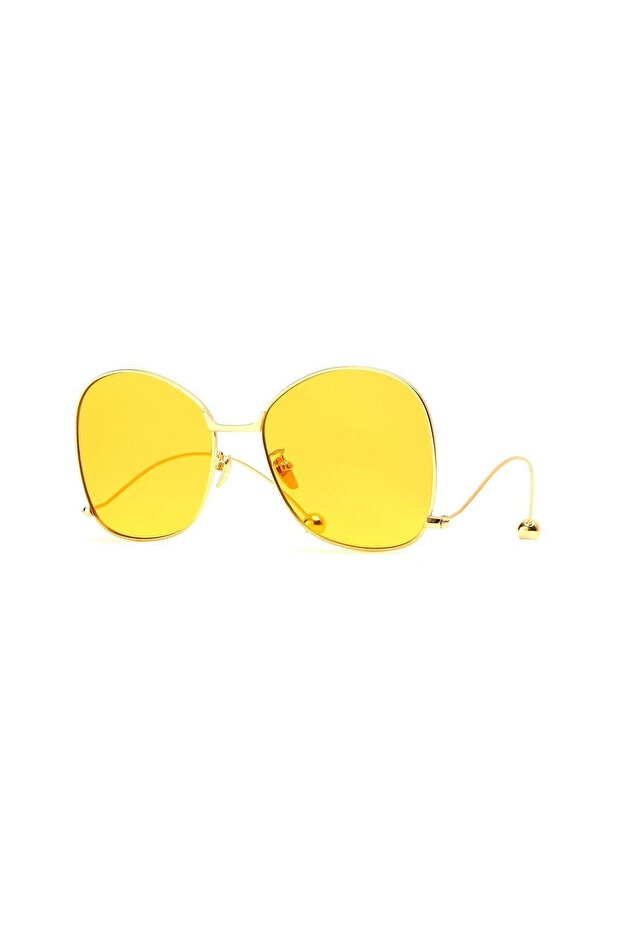 Women's Sunglasses Oval Design Gold Frame Yellow Glass