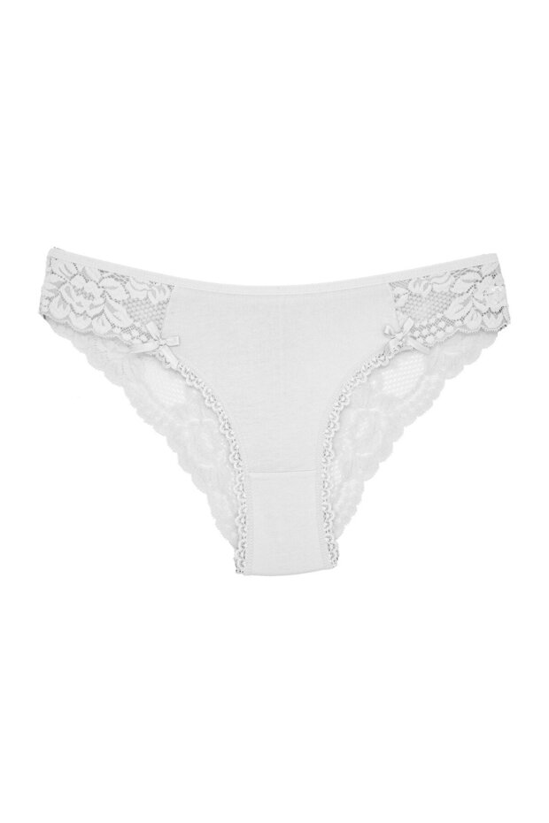 White Cotton Sides And Back Lace Briefs Women's Panties