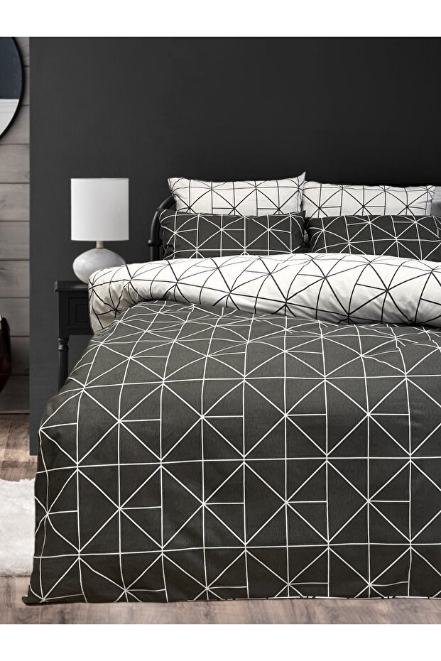 Double Duvet Cover Set with Elastic Sheets Geometric