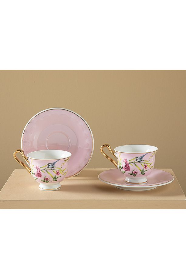Vanilla New Bone China 4 Parça 2 Kişilik Kahve Fıncan Takımı 90 Ml Açık Pembe - 2