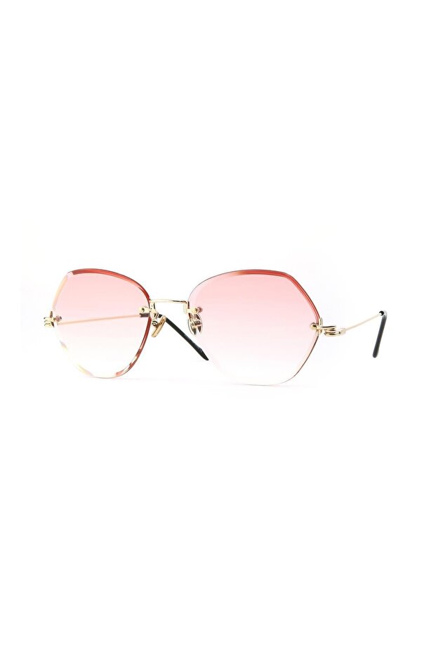 Frameless Glass Design Pink Color Women's Sunglasses