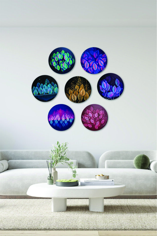 Yaprak Tablo Modeli, 7'li Mdf Set, Ev, Oturma Odası, Yatak Odası, Salon, Ofis Duvar Dekoru - 3